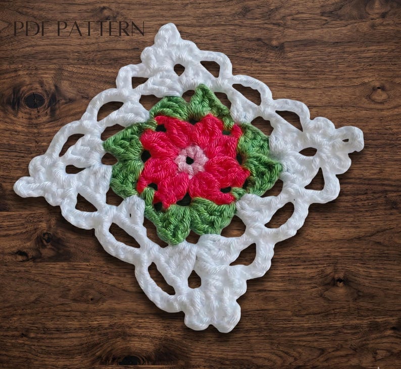Floral Granny Square Crochet Pattern | Lacy Flower Motif PDF (digital ...