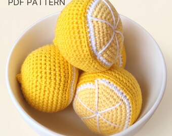 Häkelanleitung für eine Zitrone, realistische Amigurumi-Halbzitrone (PDF-Download)