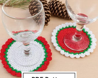 Weihnachtsuntersetzer Häkelanleitung | Urlaub Tischdekoration DIY, Festliche Mug Rug Anleitung | PDF: Englisch