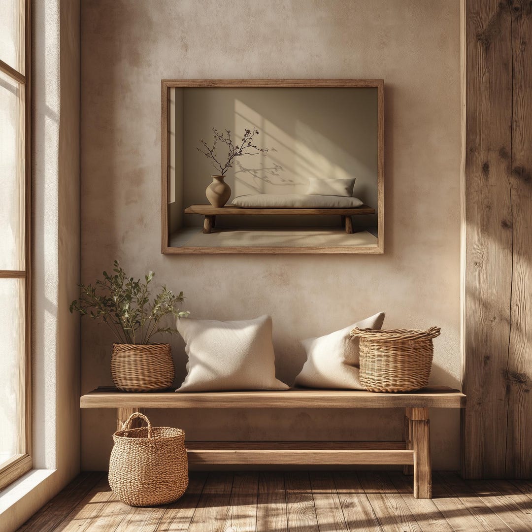 Scandinavian Minimalism Interior - Neutral Vignette Artwork, Earthy ...
