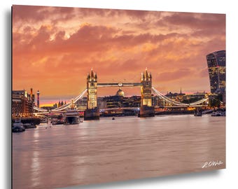 Tower Bridge London Sunset Photo, Thames River View Print, London Landmark Wall Art, UK Cityscape Photography