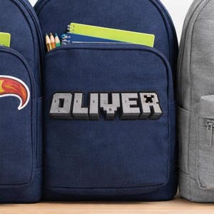 Logo brodé style Minecraft | Écusson nom pixel | Nom de joueur personnalisé | Écusson brodé cadeau | Logo nom style jeu vidéo