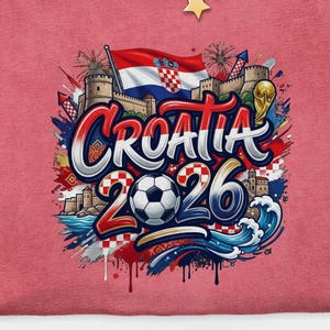 Croatia 2026 Soccer Shirt Comfort Colors®, Football Sports Fans Country Gift Tee, World Tournament Style Graphic Unisex T-Shirt image 1