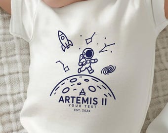Personalized Baby Space Bodysuit, Artemis II Baby Onesie, Custom Name Infant Outfit, Cute Astronaut Baby Gift, Space Baby Clothes