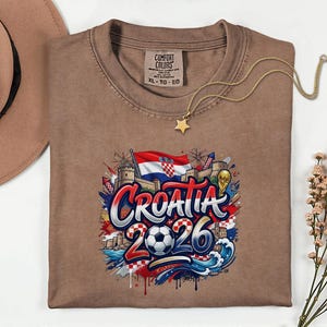 Croatia 2026 Soccer Shirt Comfort Colors®, Football Sports Fans Country Gift Tee, World Tournament Style Graphic Unisex T-Shirt image 7