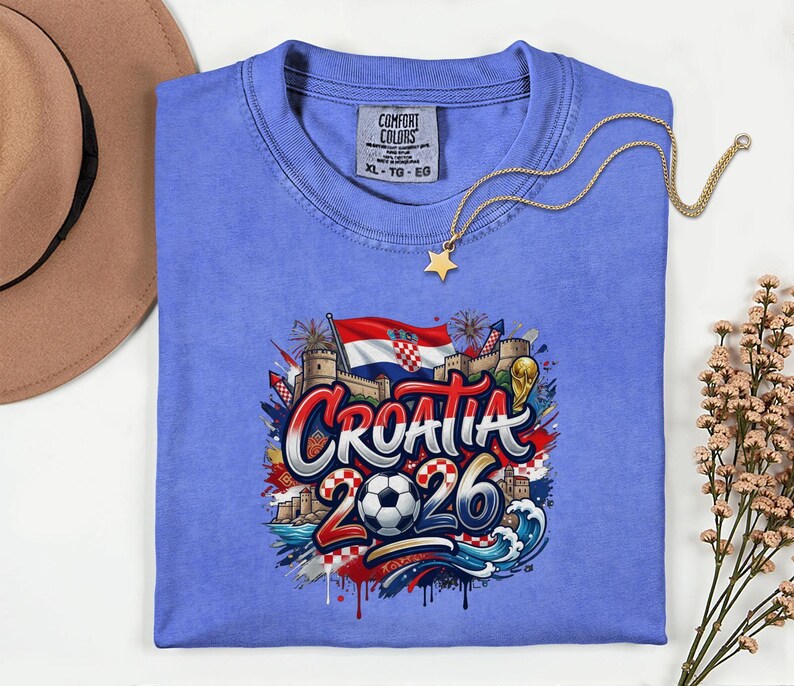 Croatia 2026 Soccer Shirt Comfort Colors®, Football Sports Fans Country Gift Tee, World Tournament Style Graphic Unisex T-Shirt image 8