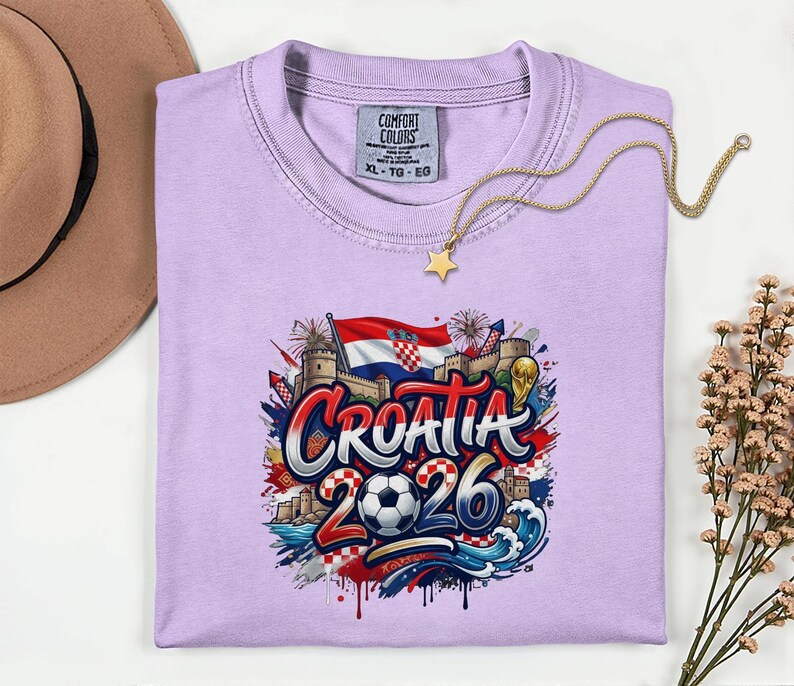 Croatia 2026 Soccer Shirt Comfort Colors®, Football Sports Fans Country Gift Tee, World Tournament Style Graphic Unisex T-Shirt image 14
