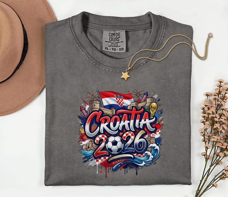 Croatia 2026 Soccer Shirt Comfort Colors®, Football Sports Fans Country Gift Tee, World Tournament Style Graphic Unisex T-Shirt image 15
