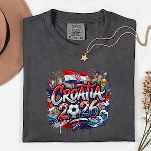Croatia 2026 Soccer Shirt Comfort Colors®, Football Sports Fans Country Gift Tee, World Tournament Style Graphic Unisex T-Shirt image 9