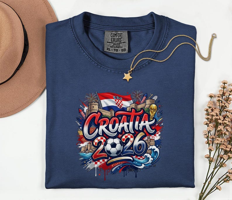 Croatia 2026 Soccer Shirt Comfort Colors®, Football Sports Fans Country Gift Tee, World Tournament Style Graphic Unisex T-Shirt image 13