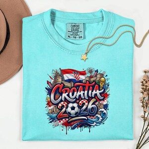 Croatia 2026 Soccer Shirt Comfort Colors®, Football Sports Fans Country Gift Tee, World Tournament Style Graphic Unisex T-Shirt image 6