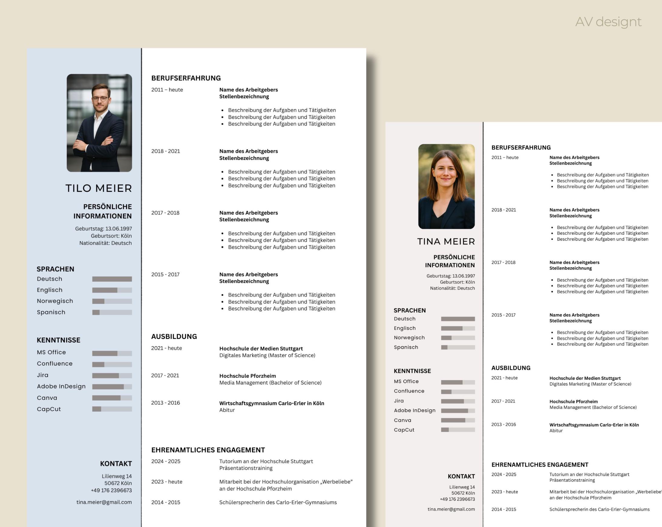 German CV Template CANVA | Resume Template | Professional Application ...