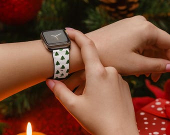 Correa de reloj con diseño de árbol de Navidad, accesorio festivo, regalo para él o ella, estilo festivo, de temporada, correa para Apple Watch, amante del invierno, regalo de Navidad