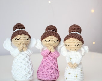 Crochet Christmas Angel Ornament: Handmade Amigurumi Decoration – Guardian Angel Gift – Small Holiday Decoration