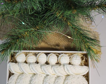Crochet Christmas Angel Set – 6 Handmade White Angels for Tree or Baptism Gift – Gift Box Included