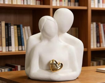 Romantic Ceramic Couple Statue,Abstract Embracing Couple Sculpture,Modern Minimalist Figurine,Elegant Home Decor,Craft Ornaments For Friends
