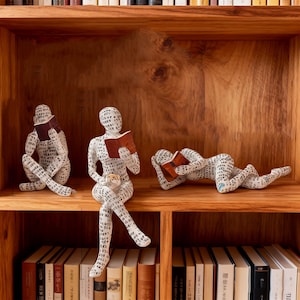Figura de mujer leyendo, escultura moderna y minimalista de resina, estatua de lectura, regalo para amantes de los libros, decoración para escritorio o estantería, adorno para ratón de biblioteca