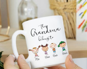 This Grandma Belongs to Mug with Grandkids Names, Personalized Grandma Mug, Gift from Grandkids, Mother's Day Gift