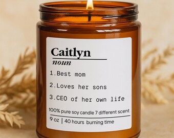 Custom Name Definition Eco-friendly Soy Wax Candle: Personalized Christmas Gift, Friendship Gift