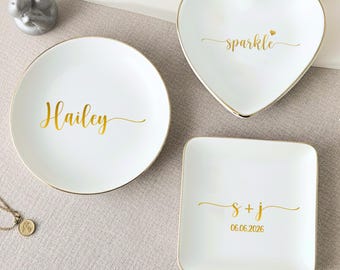 Personalized Jewelry Dish, Bridesmaid Gifts, Engagement Ring Dish, Birthday Gift for Her, Bridal Shower Gift, Mother's Day Gift