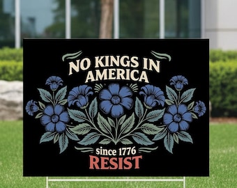 No Kings Protect Democracy Yard Sign, Anti-Trump Sign,  Resist Hate Lawn Sign, Resist Racism, Resist Fascism Yard Sign with Metal H-Stake