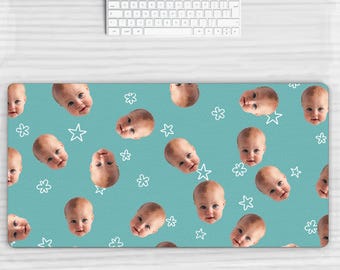 Personalized Photo Mouse Pad, Custom Face Desk Mat, Custom Desk Mat Gift, Office Desk Decor, Unique Gift for Mom Dad, Mother's Day Gift