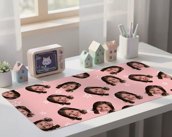 Custom Face Desk Mat, Personalized Photo Mouse Pad, Custom Desk Mat Gift, Office Desk Decor, Unique Gift for Mom Dad, Mother's Day Gift