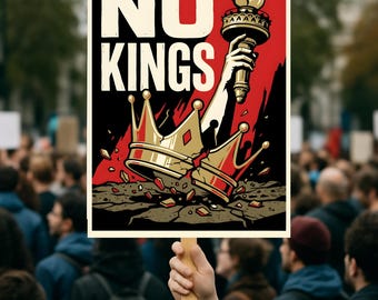 No Kings Protest Poster, No Kings Crown Protest Sign, Anti-Trump Political Activist Poster, March 28 Rally Sign 18"-24"