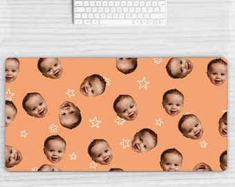 Custom Face Desk Mat, Personalized Photo Mouse Pad, Custom Desk Mat Gift, Office Desk Decor, Unique Gift for Mom Dad, Mother's Day Gift