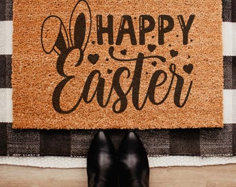Happy Easter Doormat, Easter Bunny Doormat, Easter Decor, Porch Decor, Home Decor, Easter Welcome Mat, Easter Door Mat, Easter Decoration