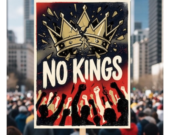 No Kings Crown Protest Poster, No Kings Protest Sign, Political Activist Poster, Anti-Trump Resistance, Resist Rally Sign 18"-24"