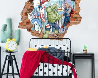 Superhero 3D Wall Decal – Avengers Style Wall Sticker for Boys Room and Playroom Decor-WK013
