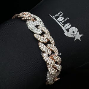 Luxury Cuban Link Bracelet , Fully Blinged VVS Moissanite Stone Men’s Hip Hop Jewelry