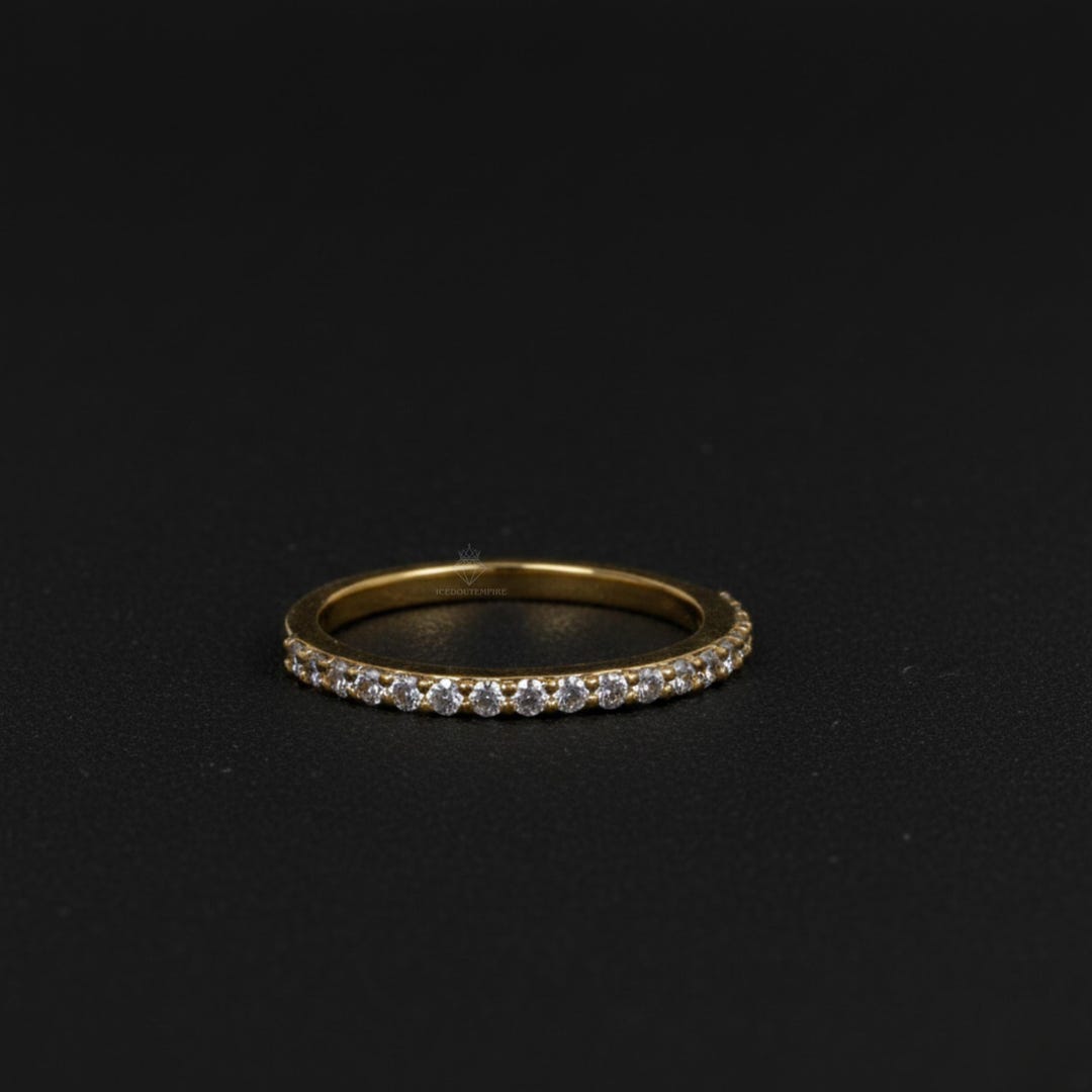 14K Gold Moissanite Eternity Band, Dainty Stacking Ring - Etsy