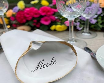 Customizable Real Shell Place Card: Coastal Wedding, New England Clam Shells