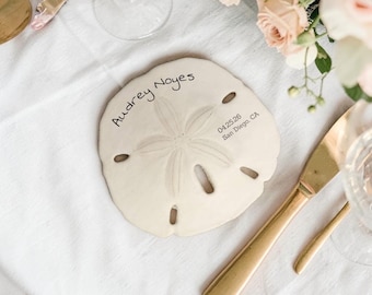 Customizable Sanddollar Place Card: Made Fast, Coastal Wedding Favor