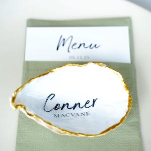 White & Gold Oyster Shell Place Cards (Custom 25 Pack): Made Fast, Coastal Wedding Favor, shell wedding, beach bachelorette gift ideas
