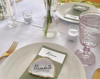 Tarjeta de mesa personalizable con forma de concha de ostra: Hecho rápido, detalle para bodas con temática costera