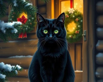 冬のジャンパーを着たかわいい不機嫌な猫のアート、ふわふわの