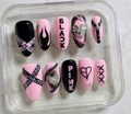 Blackpink Press On Nails | Jennie, Lisa, Rosé, Jisoo Inspired Nail Art | Pink & Black K-Pop Gel Nails | Handmade Custom Press Ons Blinks product logo