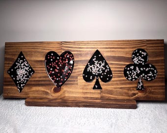Handcrafted resin playing cards suits, house decor