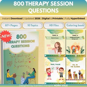 800 Therapy Session Questions | Therapy Interventions | Counseling Notes | Therapist Tools | PDF