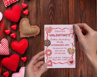 Valentine's Cookie Decorating Party Invitation | Editable Baking Invite (Digital Download)