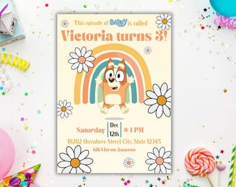 Bluey Invitation | 3rd Birthday Party, Editable (Printable Kids