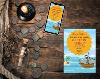Editable Pirate Birthday Invitation | Kids Treasure Hunt Party Template (Digital Download)