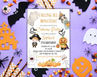 Kids Halloween Costume Birthday Invitation: Spooky Party (Editable Template)