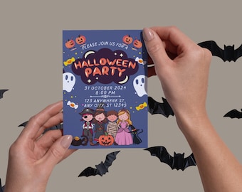 Kids Halloween Party Invitation | Editable Canva Template | Printable Invite