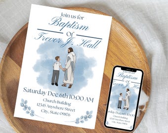 Editable Baptism Invitation & Program | Christ-Centered Design (Printable Template)