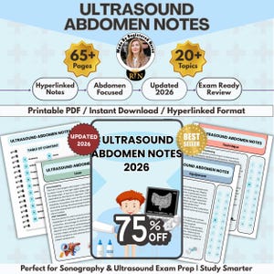 Può includere: Note di ecografia addominale, aggiornate al 2026, in download digitale. Il PDF stampabile include oltre 65 pagine, 20+ argomenti ed è pronto per l'esame. Con note ipertestuali e contenuti focalizzati sull'addome. Perfetto per la preparazione.