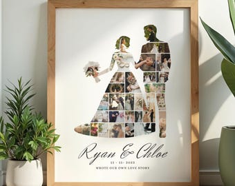 Plantilla para collage de fotos de boda, póster, regalo de aniversario (lienzo editable)